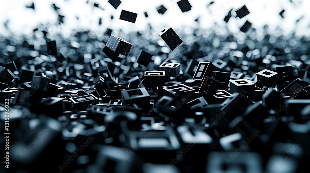Poster abstract dark blocks background, digital data concept
