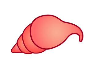 Pink cone-shaped seashell - vector full color picture. Ocean clam in a shell - a resident of the underwater world.	