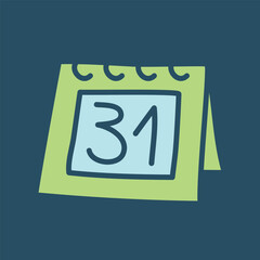 Doodle calendar schedule icon hand drawn in a modern minimalistic style and colored on dark background. Vector illustration