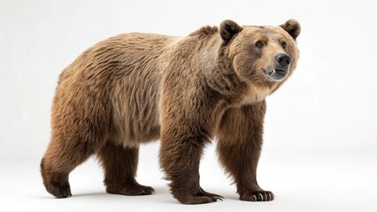 Obraz premium Bear in full view on white studio background