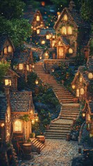 Fototapeta premium Enchanting Medieval Village at Night