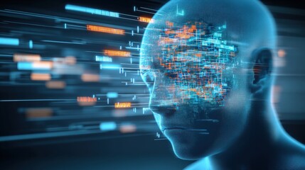 Artificial intelligence evolution digital world graphic visualization futuristic environment close-up view data-driven concepts