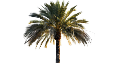 Majestic palm tree swaying gently with transparent background