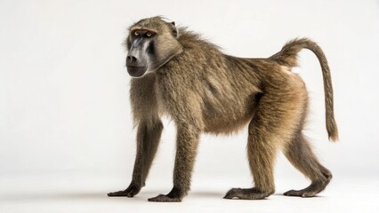 Fototapeta premium baboon in full view on white studio background