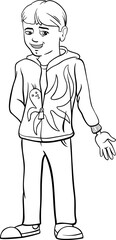 cartoon elementary age or teen boy character coloring page