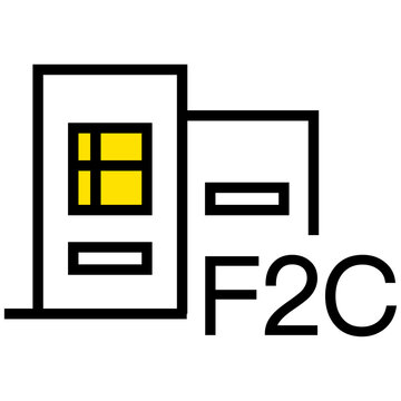 A Vibrant Yellow Window In A Simple Building, Representing A Connection Or Gateway, With Clean Lines And Bold Lettering F2c Suggesting A Functional Space