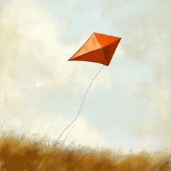 Kite flying in sky in Spring.