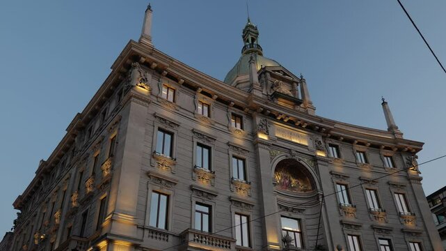 Milan, Italy - February 2025 - Visiting the exterior of the historic buildings of the Lombard capital