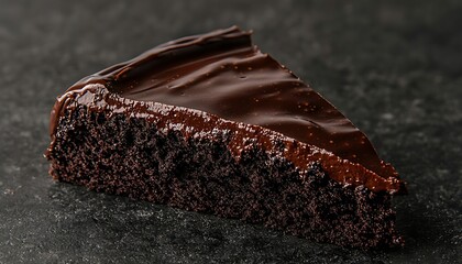 Dark Chocolate Cake Slice for Stone Background.