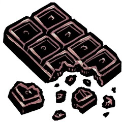 spot illustration of chocolate bar with piece broken off