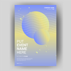 Fototapeta premium Abstract event poster design with pastel spheres, wavy lines, and space theme