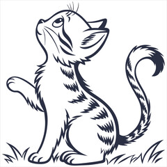 silhouette cute cat image on white background