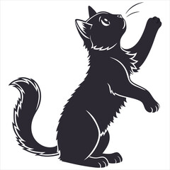 silhouette cute cat image on white background
