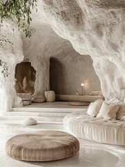 Fototapeta premium Interior Design of a Limestone Cave with Furnishings