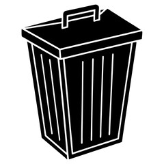 bin black silhouette vector, Simple silhouette Design vector icon with white background.
