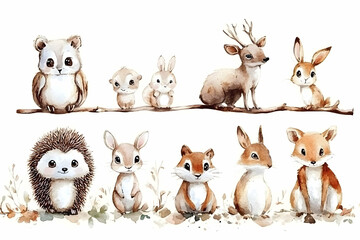 Adorable Watercolor Forest Animals