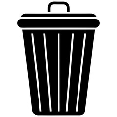 bin black silhouette vector, Simple silhouette Design vector icon with white background.