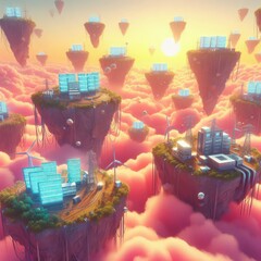 Obraz premium Skybound Energy Islands