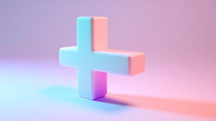 Fototapeta premium Abstract Plus Sign in Pastel Colors with Gradient Background