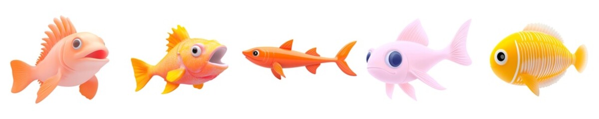Fototapeta premium Colorful Plastic Fish Toys for Children Play