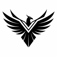 Obraz premium phoenix bird vector logo with wings spreading wide, symbolizing rebirth and renewal, vector illustration