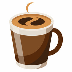 a steaming cup of coffee with a coffee bean shaped pattern vector cartoon illustration