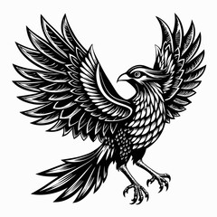 a majestic phoenix with its wings spread wide, symbolizing rebirth and strength, vector illustration