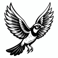 Naklejka premium a detailed illustration of a bird with spread wings, showcasing intricate line work and shadow effects, vector illustration