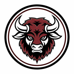 Obraz premium a bull mascot head logo design in a circular emblem, showcasing the animal's strong features, vector cartoon illustration