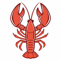 a stylized illustration of a vibrant red lobster with prominent claws, vector cartoon illustration