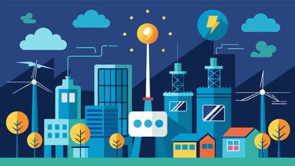Fototapeta premium The citys smart grid system had become so advanced that it could even predict and prevent potential power outages before they occurred all thanks to its reliance on datadriven. Vector illustration
