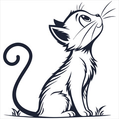 silhouette cute cat image on white background