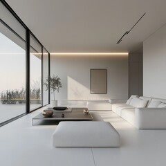 A minimal living space shows a modern interior design concept
