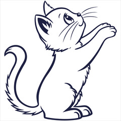 silhouette cute cat image on white background