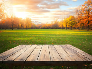 Autumn Park: Wooden Table Setting