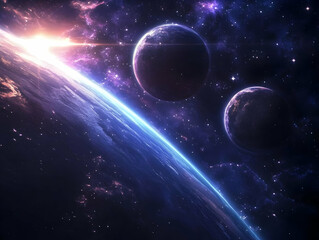 Cosmic Sunrise: Planets and Nebula