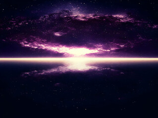 Cosmic Sunset over Water