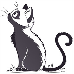 silhouette cute cat image on white background

