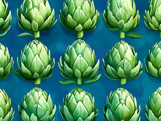 Fototapeta premium Green Artichoke Pattern