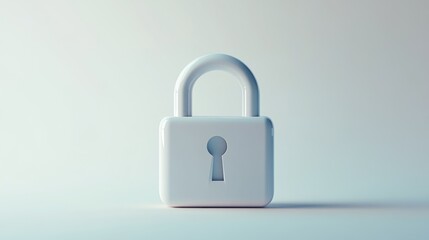 Secure Protection: A Minimalist White Lock Symbolizing Safety and Privacy