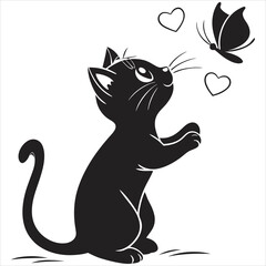 silhouette cute cat image on white background

