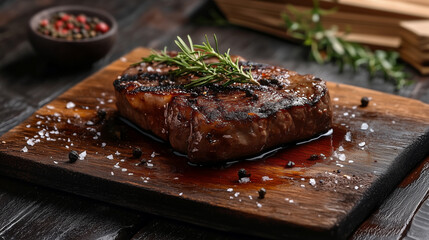 fil&eacute; de carne suculento na t&aacute;bua