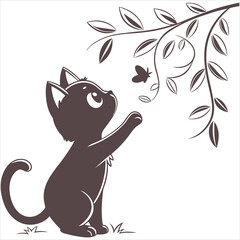 silhouette cute cat image on white background


