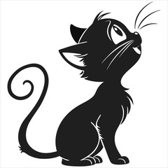 silhouette cute cat image on white background

