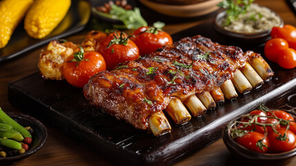 foto de costela assada suculenta com tomates