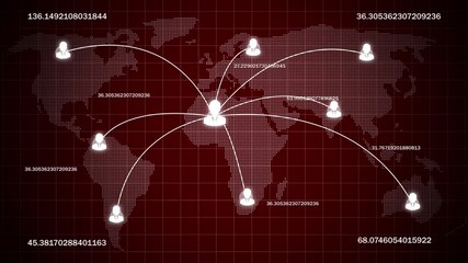 Animation of network of digital icons and changing numbers over spinning globe and data processing collegamenti tra persone Social network animation, icons with users connected together. Alpha channel - Powered by Adobe