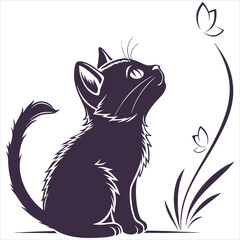 silhouette cute cat image on white background

