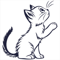 silhouette cute cat image on white background

