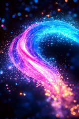 Fototapeta premium Swirling colorful luminous trail on dark background