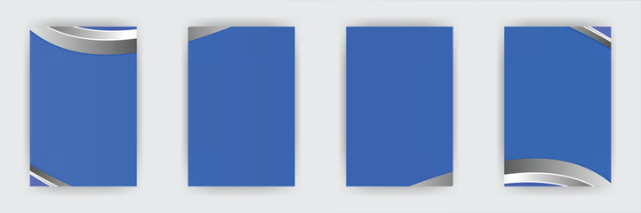 Blue banners with silver accents; clean background; website template